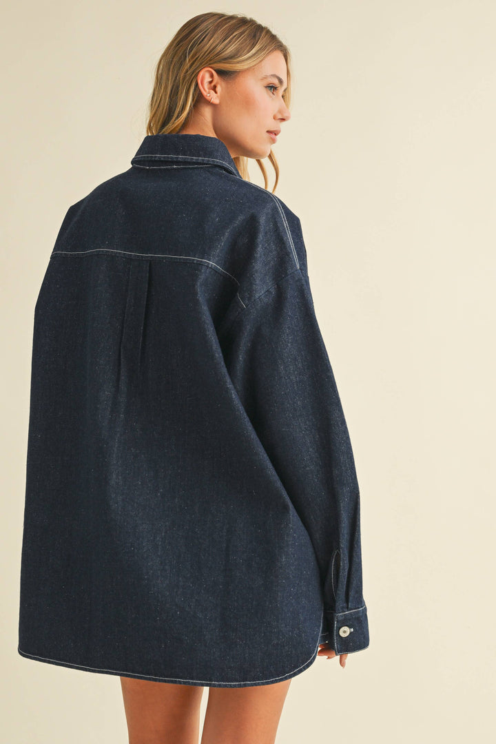 IST6002-C DENIM OVERSIZED SHIRT AND MINI SKIRT