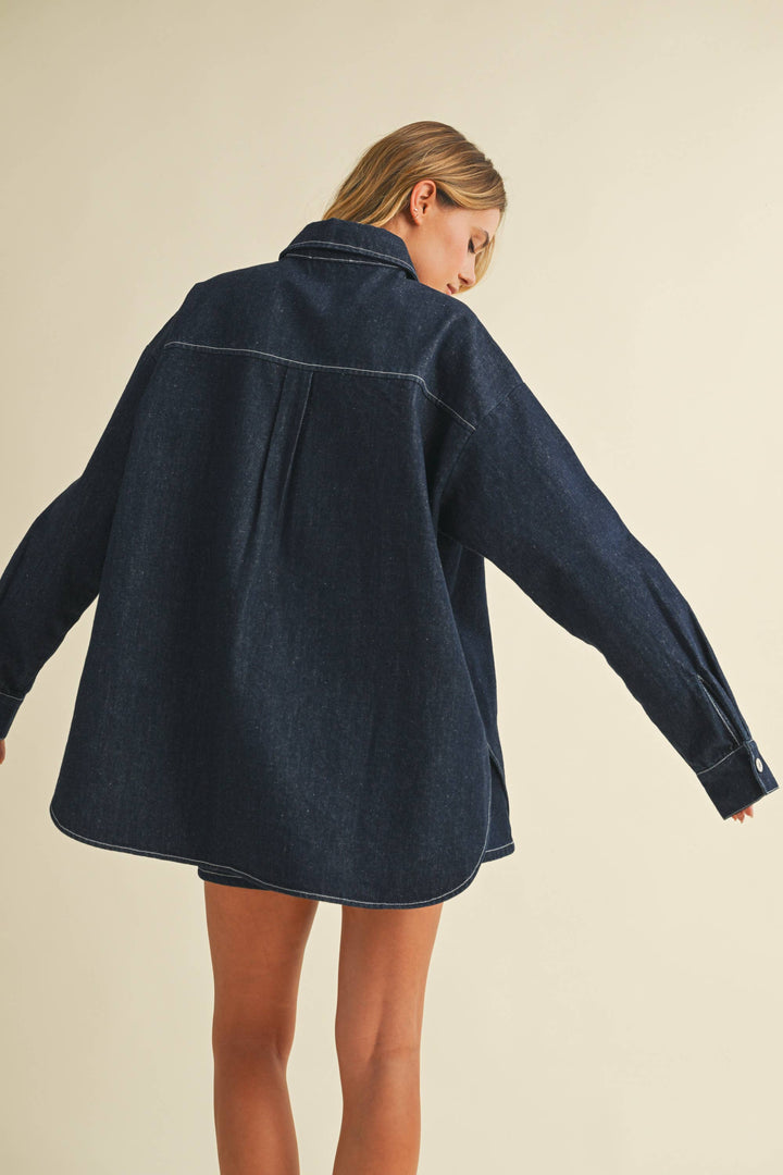 IST6002-C DENIM OVERSIZED SHIRT AND MINI SKIRT
