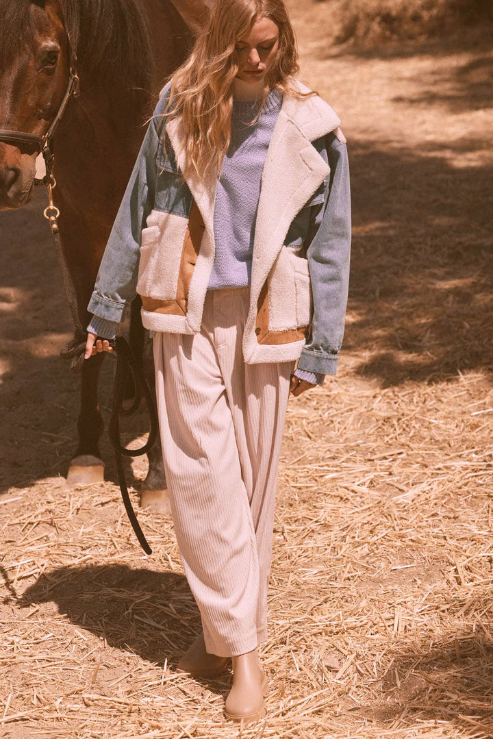 Jackie Denim Suede Fuzzy Jacket