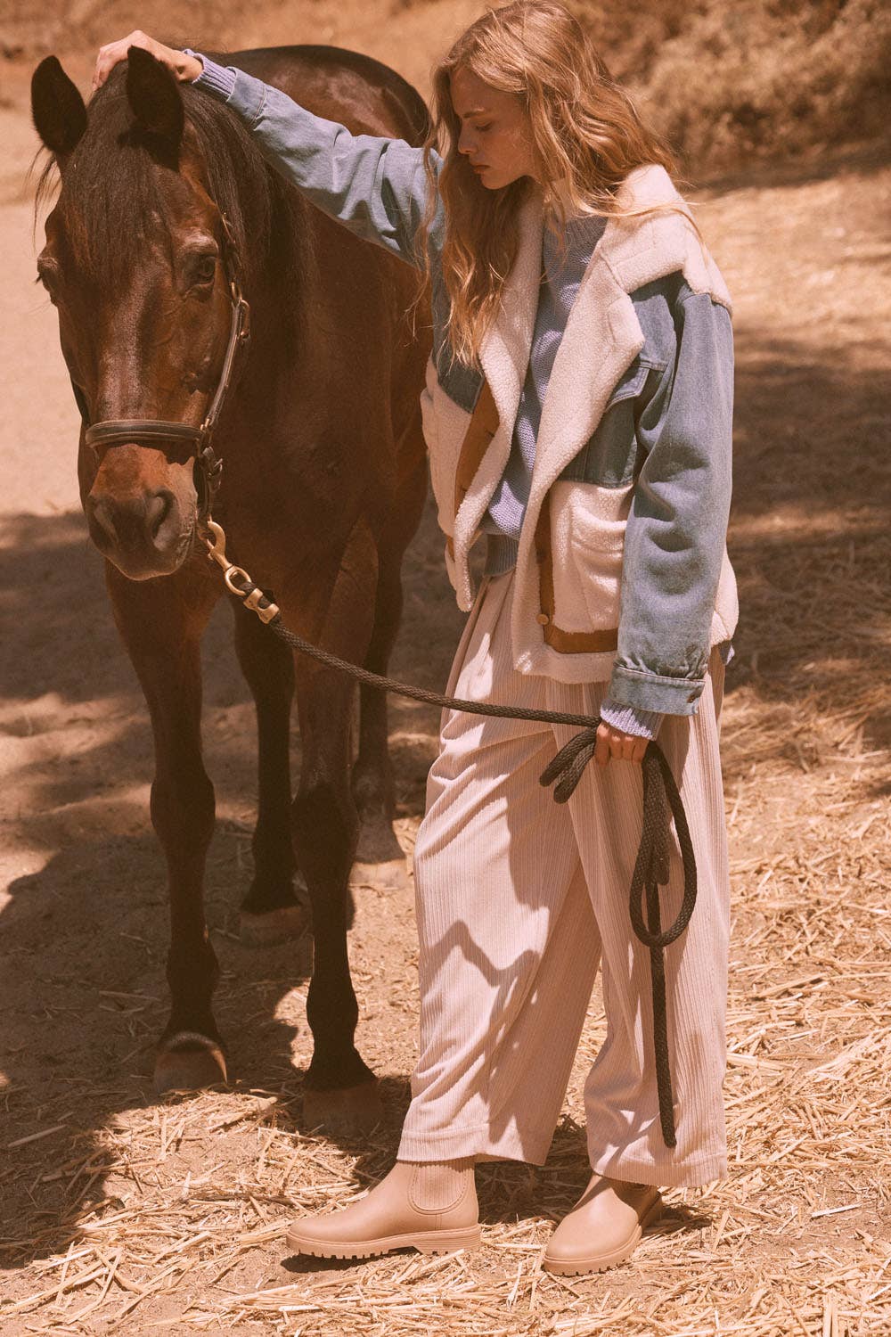 Jackie Denim Suede Fuzzy Jacket