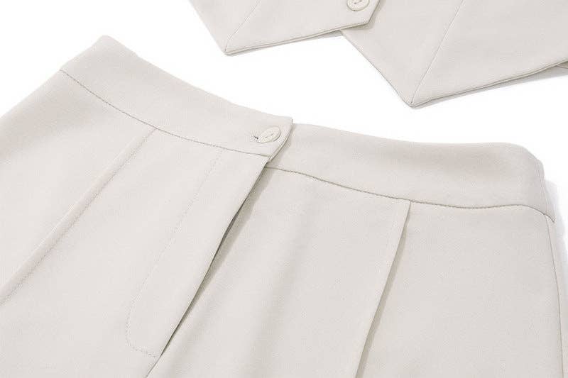 Jordan V-Neck Vest A-line Short Skirt Suit - Sets