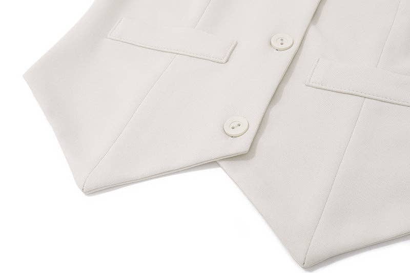 Jordan V-Neck Vest A-line Short Skirt Suit - Sets