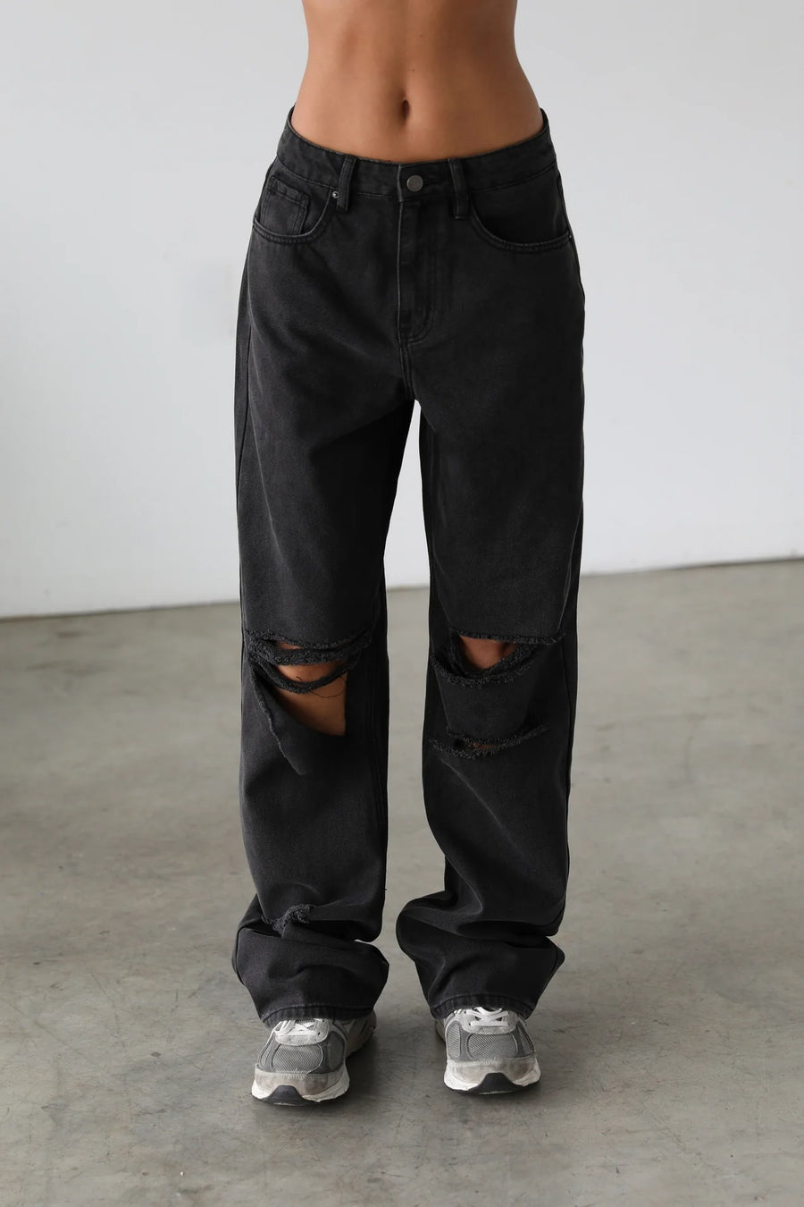 Katie Black High Rise Straight Wide Leg Skater Denim - 1/24 - Jeans