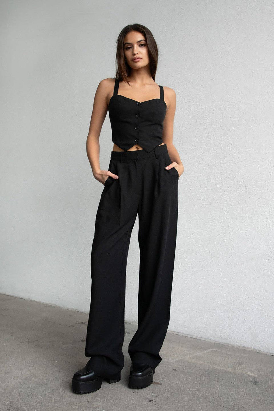 Katy Linen Straight Leg Pants - BLACK / S - Pants