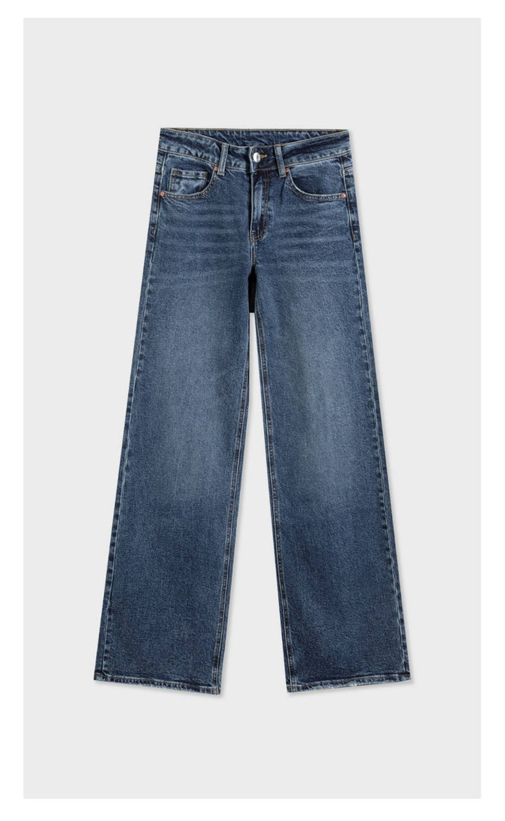 Kelly Basic middle waist mom-fit wide-leg jeans in dark blue - Jeans