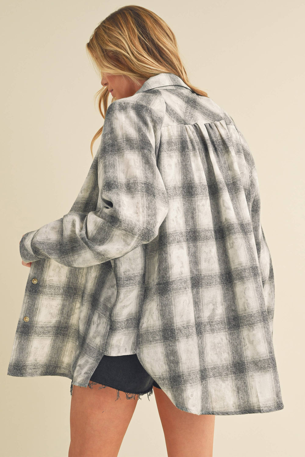 Laura Plaid Washed Flannel - White / L / Contemporary