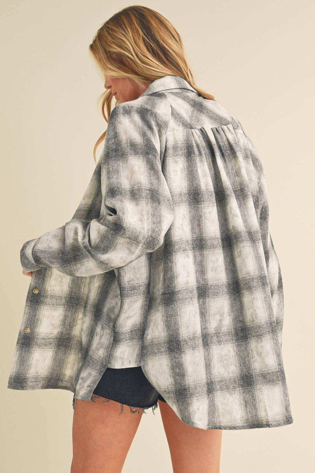 Laura Plaid Washed Flannel - White / L / Contemporary
