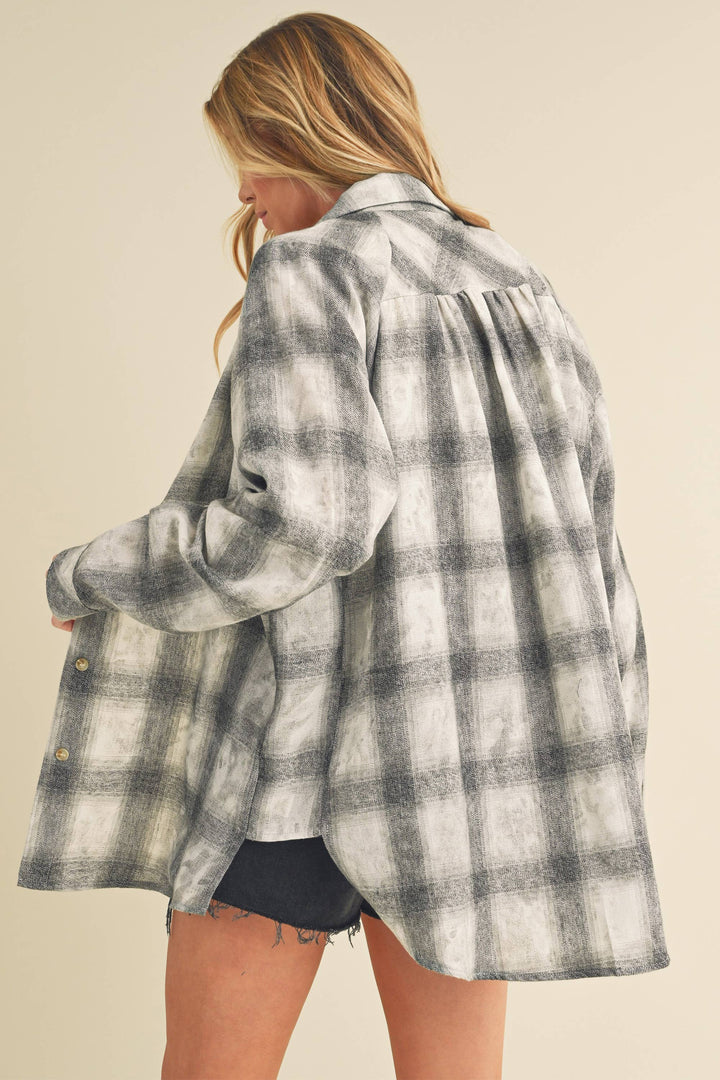 Laura Plaid Washed Flannel - White / L / Contemporary