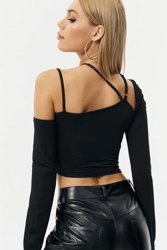 Lola Cut Out Detail Long Sleeve Top. - Tops