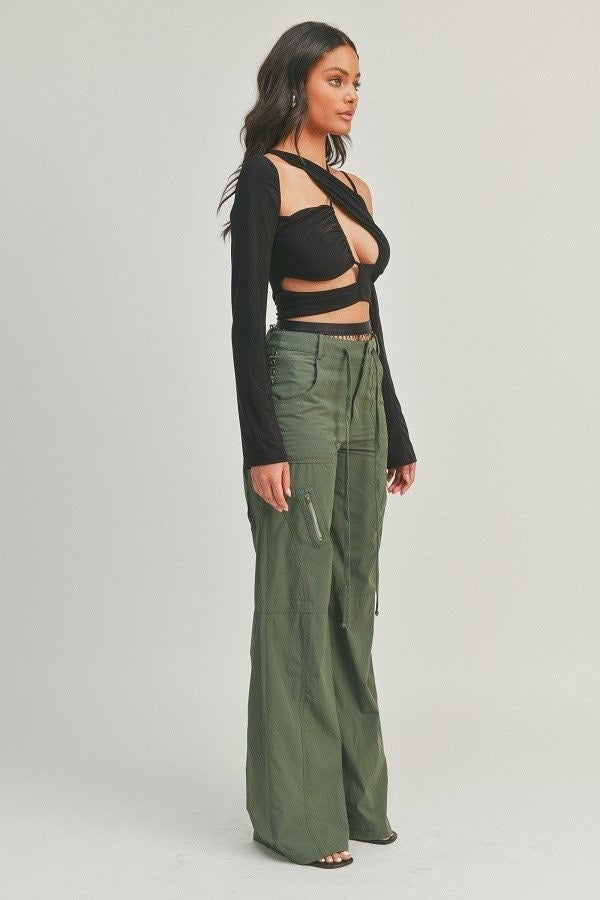 Lola Cut Out Detail Long Sleeve Top. - Tops