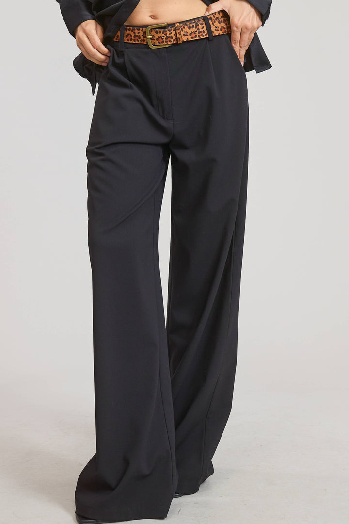 Lyra Black Waist Pleated Wide Leg - Pants