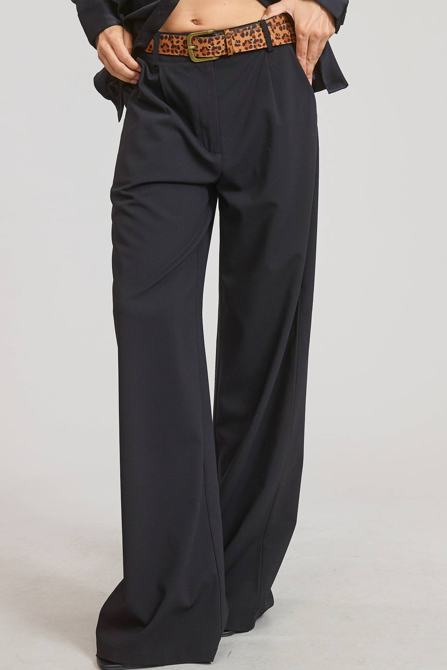 Lyra Black Waist Pleated Wide Leg - Pants