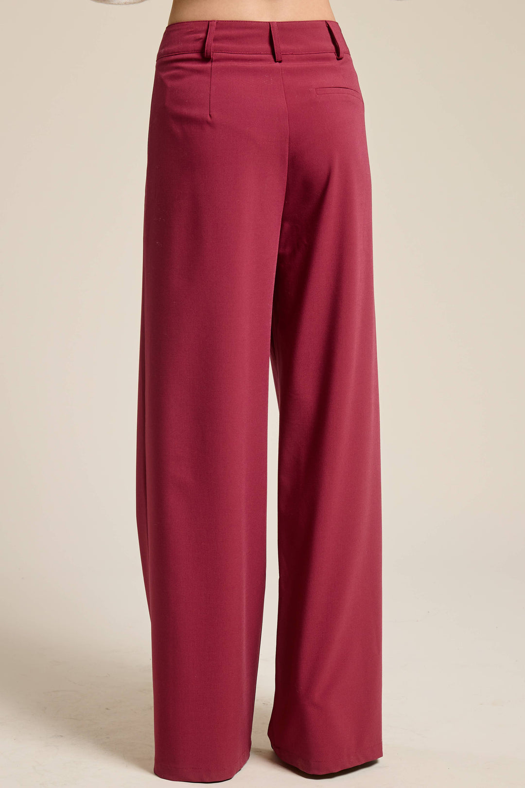 Lyra Burgundy Waist Pleated Wide Leg - Pants