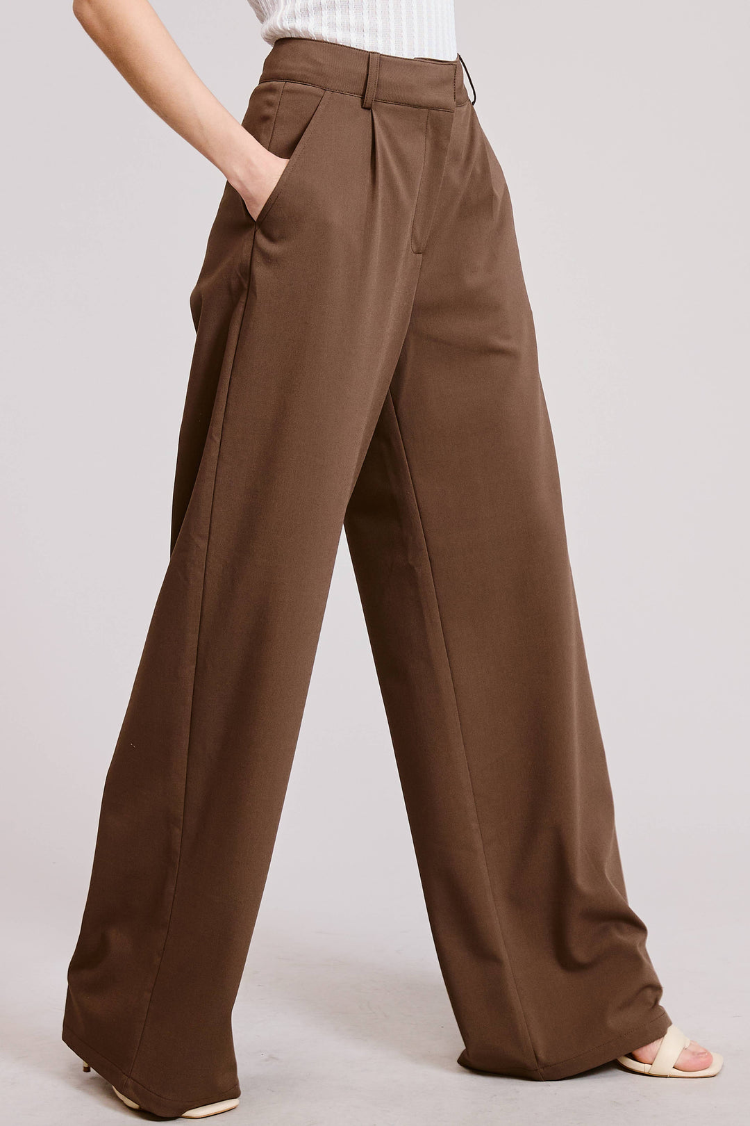 Lyra Mocha Waist Pleated Wide Leg - Pants