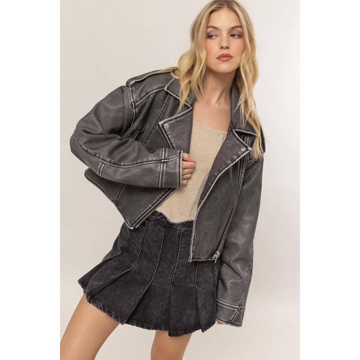 Madison Rider Jacket - BLACK / S - Faux leather jacket