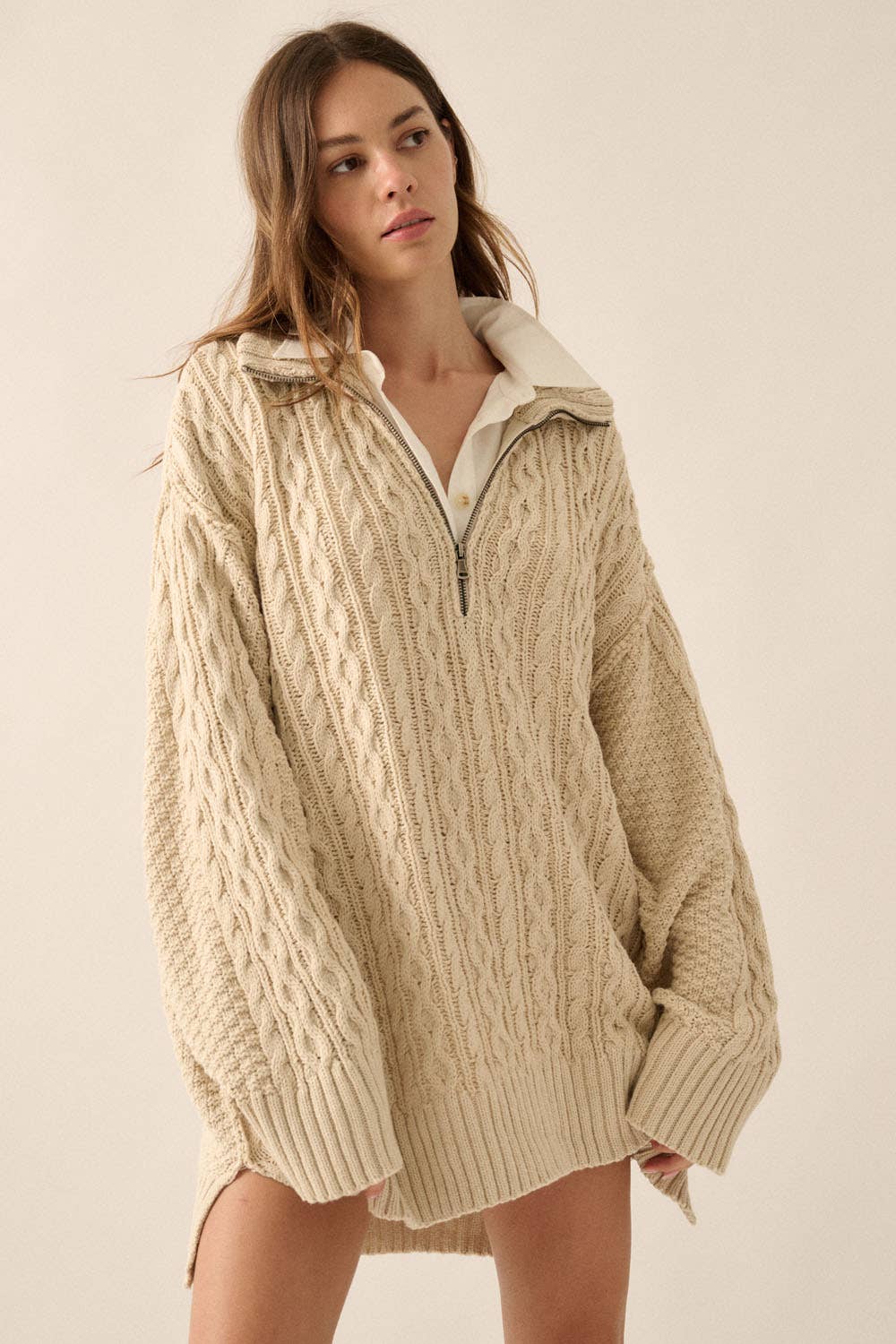 Maly Knit Long Sleeve Mini Sweater Dress