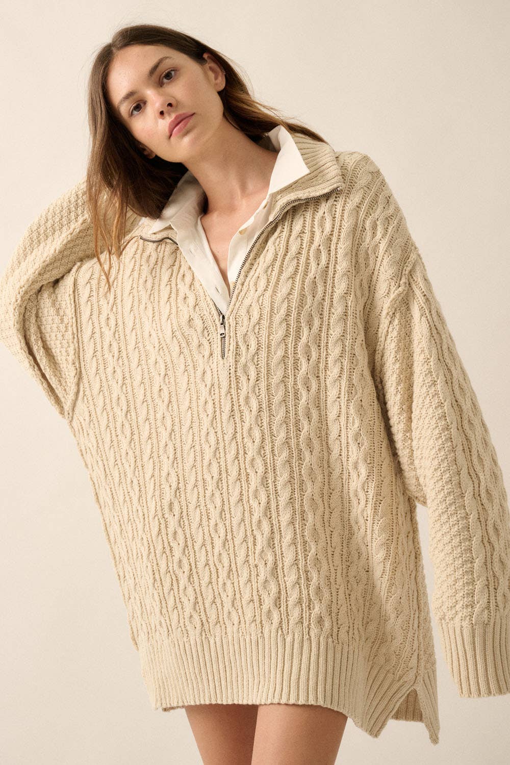 Maly Knit Long Sleeve Mini Sweater Dress