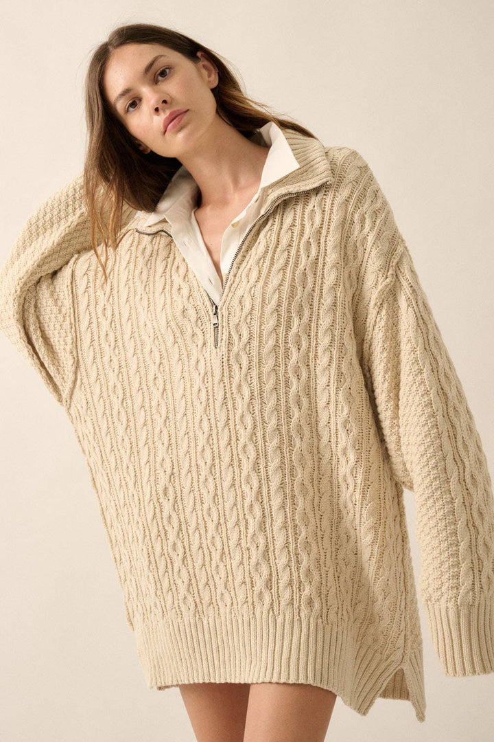 Maly Knit Long Sleeve Mini Sweater Dress