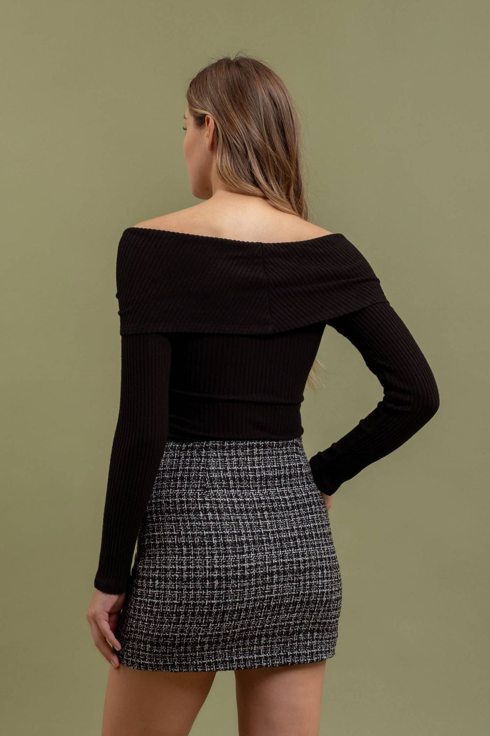 MILDRED OFF SHOULDER LONG SLEEVE KNIT TOP - Tops