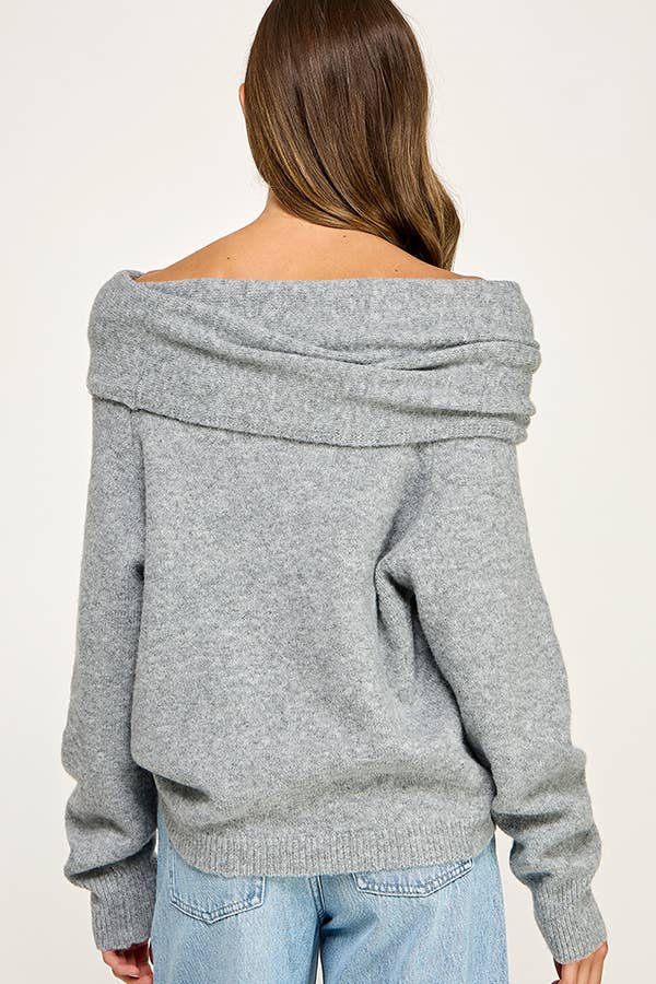 OFF SHOULDER KNOT SWEATER