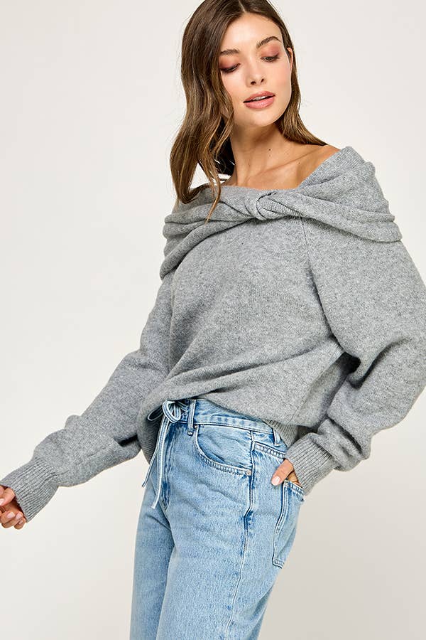 OFF SHOULDER KNOT SWEATER
