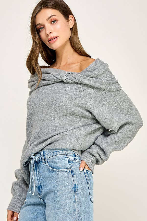 OFF SHOULDER KNOT SWEATER