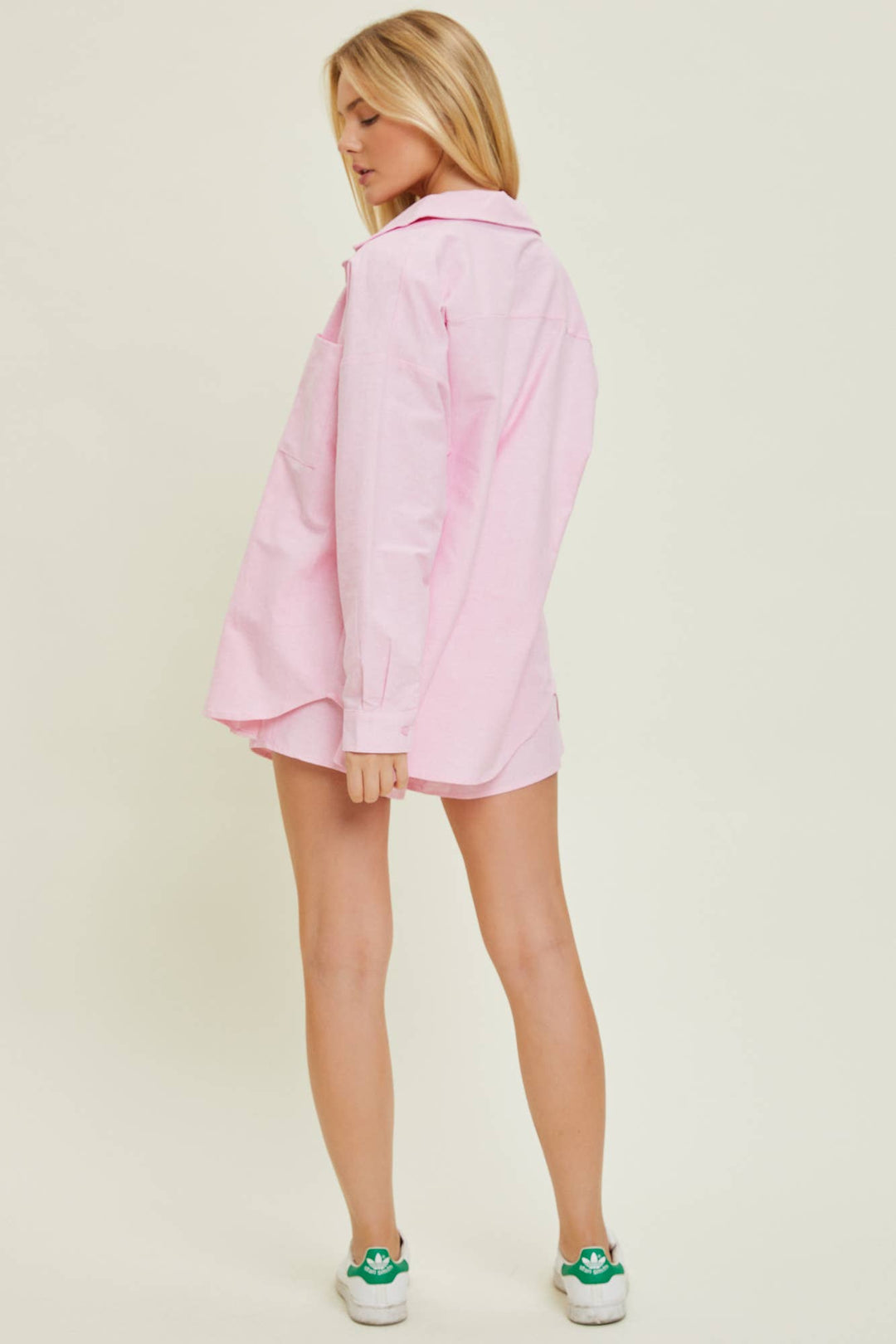Olivia over-sized pink cotton shirt - bottom up shirt