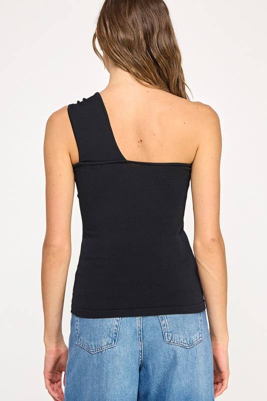 ONE SHOULDER TOP WITH TRIM DETAIL