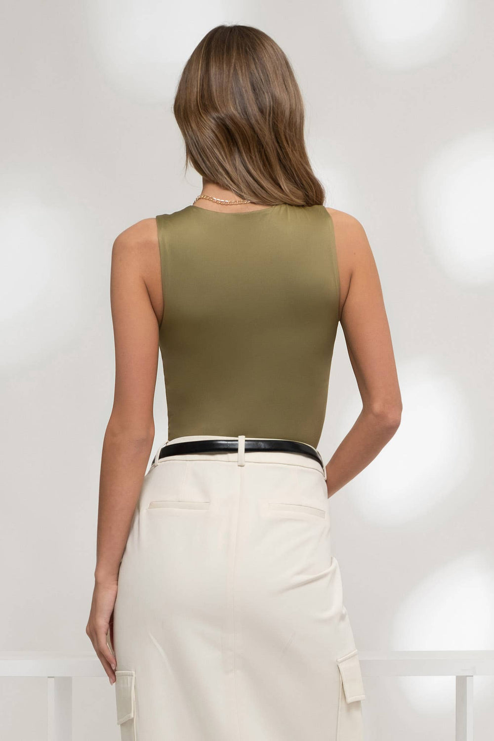 PAMELA OLIVE BASIC SOLID CROPPED TANK TOP - BASICS