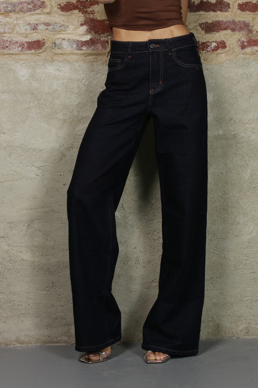 Sandy High waist wide-leg jeans in indigo blue - Jeans
