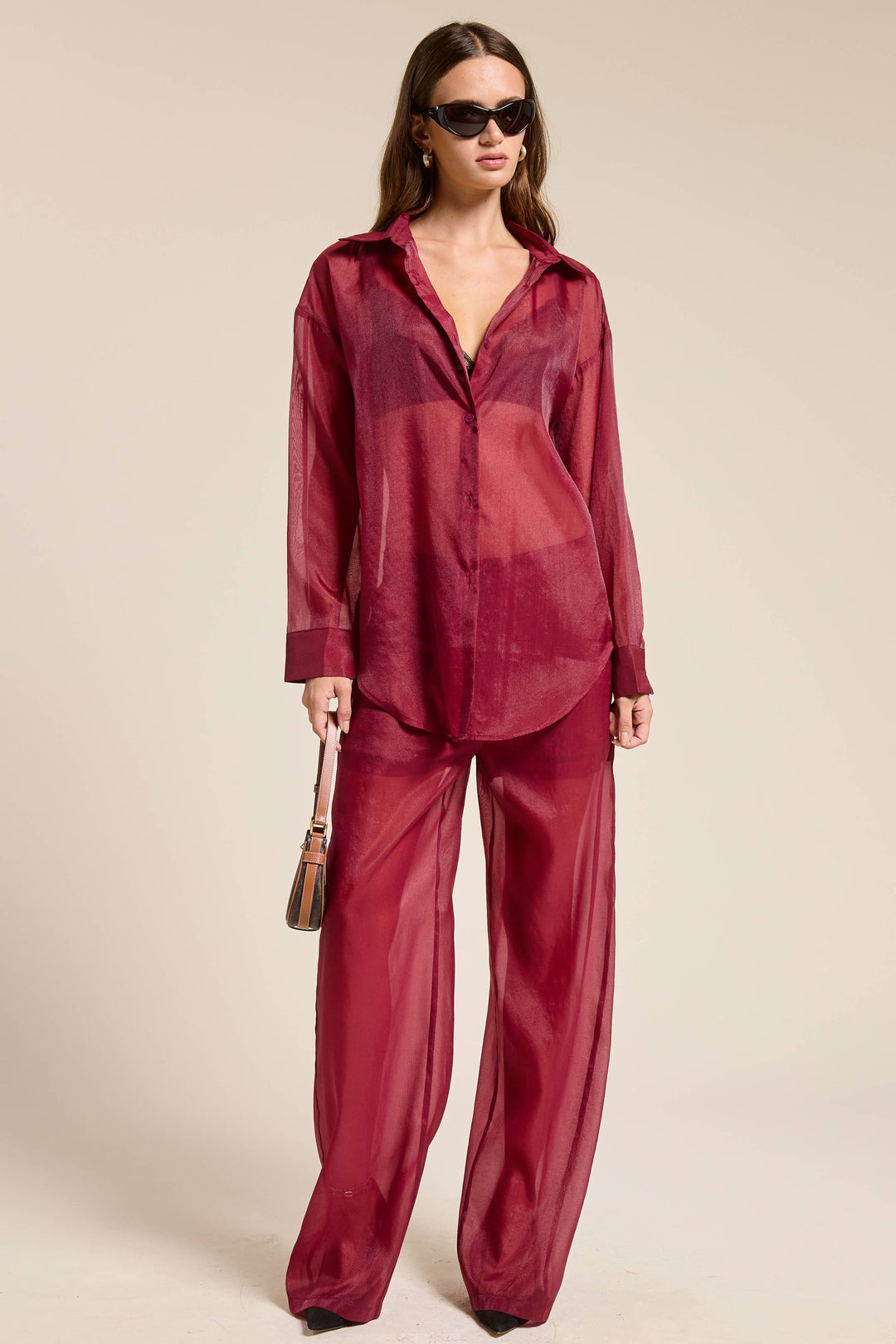 Selene Sheer Organza Collared Blouse - shirts