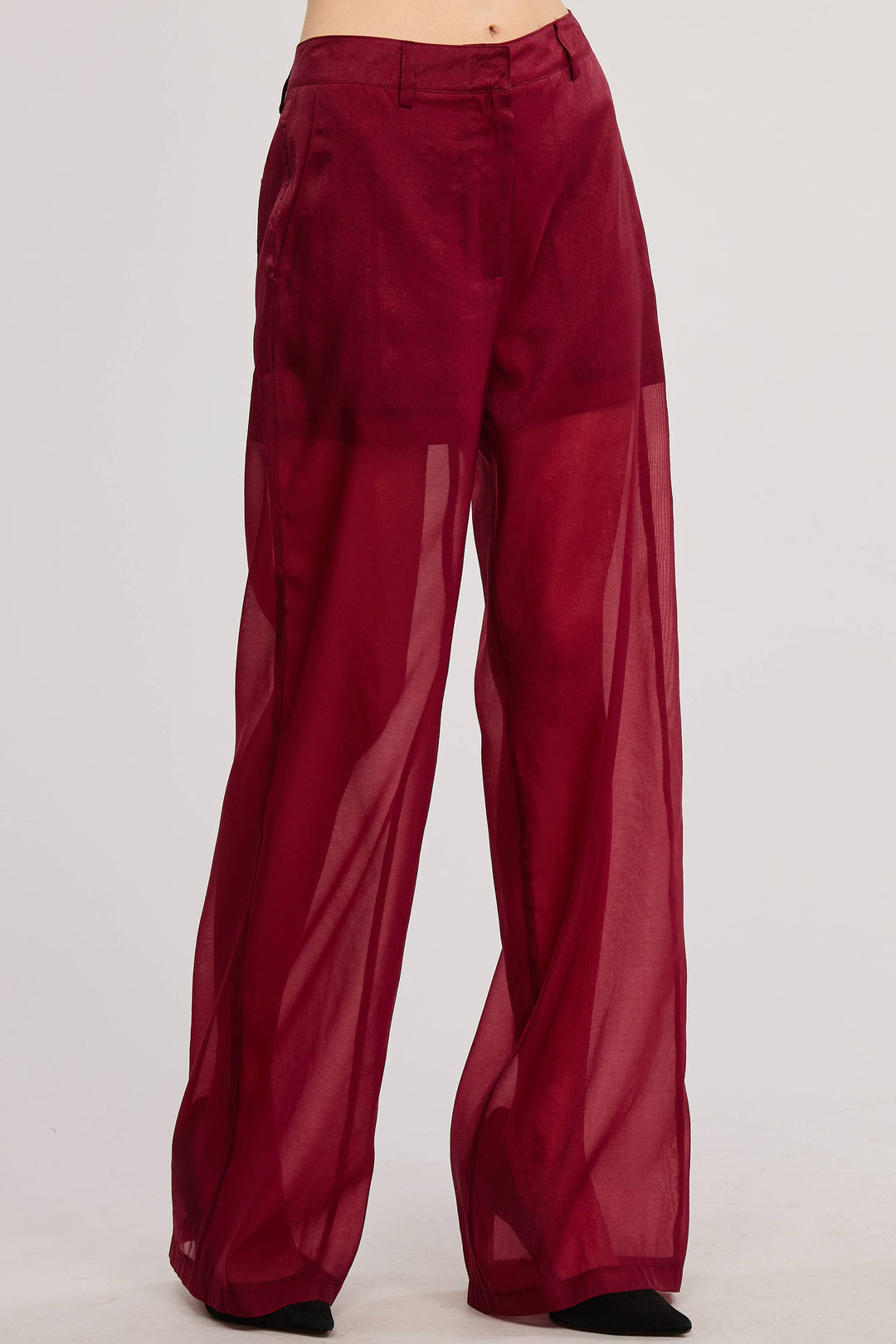 Selene Straight Leg Sheer Organza Pants with Lined Shorts