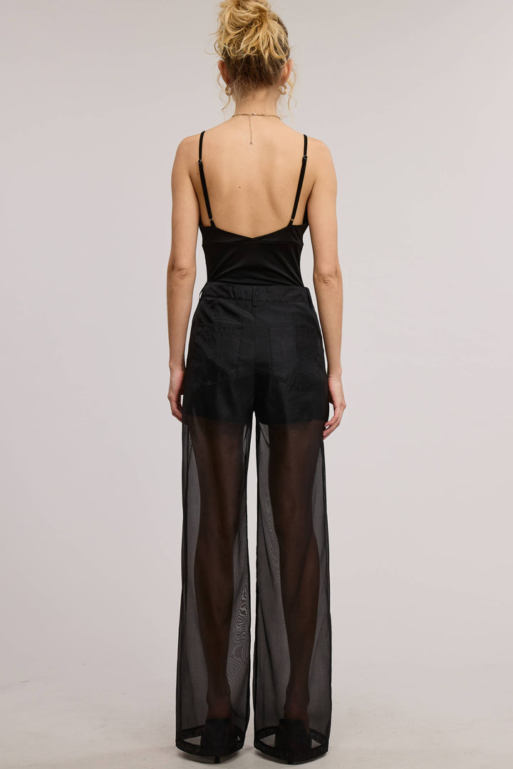 Selene Straight Leg Sheer Organza Pants with Lined Shorts