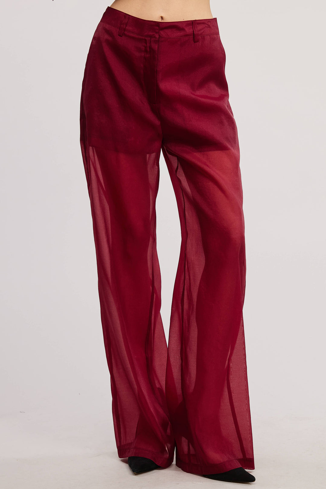 Selene Straight Leg Sheer Organza Pants with Lined Shorts