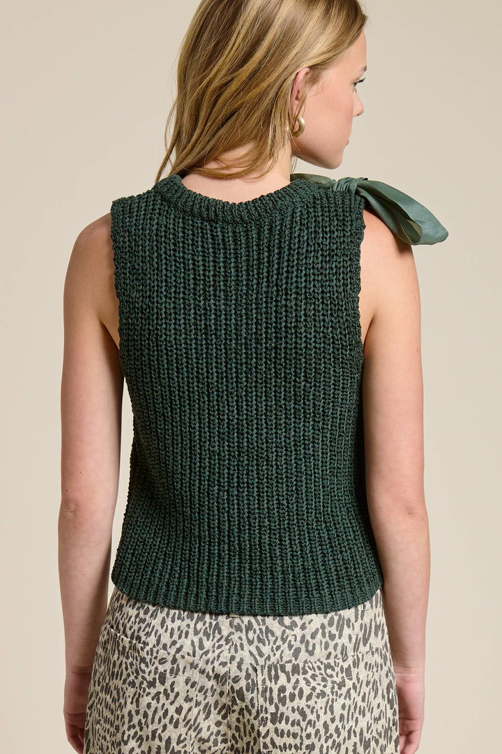 Sleeveless Knit Tank with Oversized Bow Detail