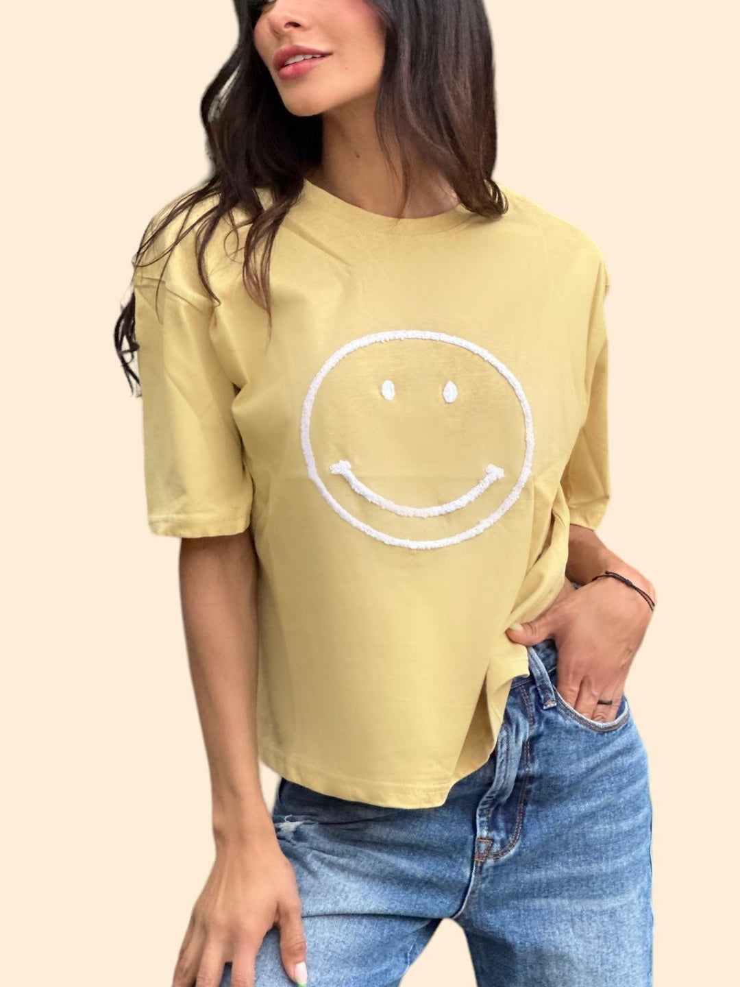Smile t-shirt - Small / mustard - T-shirts