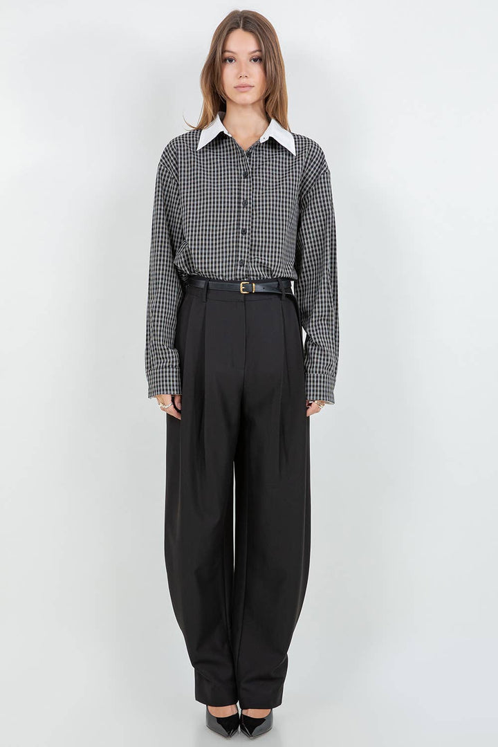 SOFIE SOFT WOVEN PLEATED TROUSERS BLACK - Pants