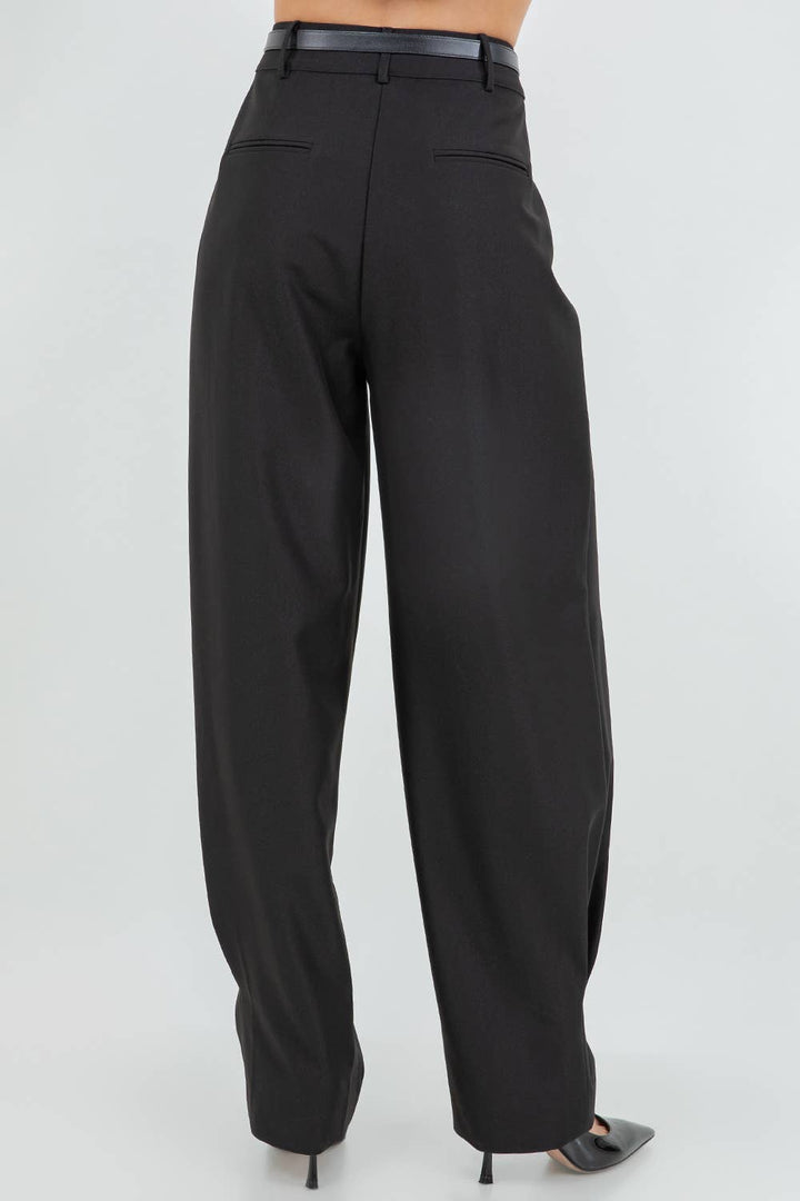 SOFIE SOFT WOVEN PLEATED TROUSERS BLACK - Pants