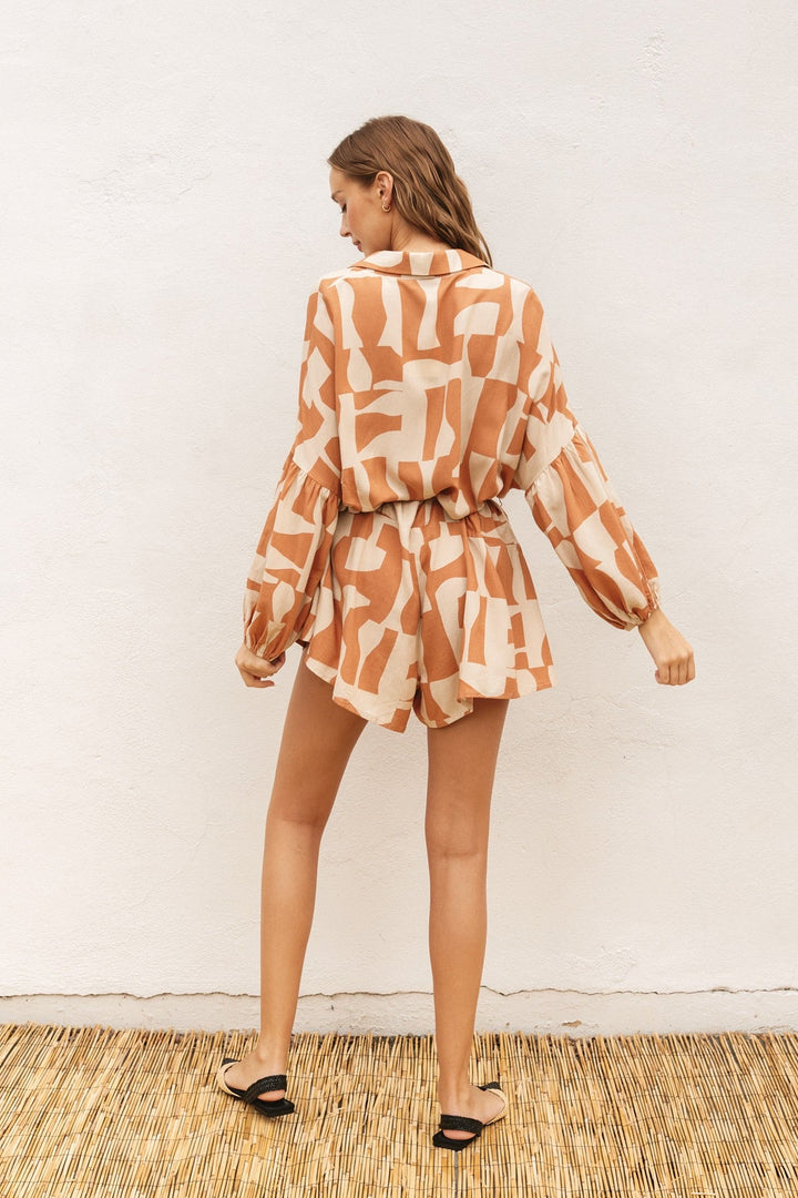 Sunny Bubble Sleeve Romper - Rompers