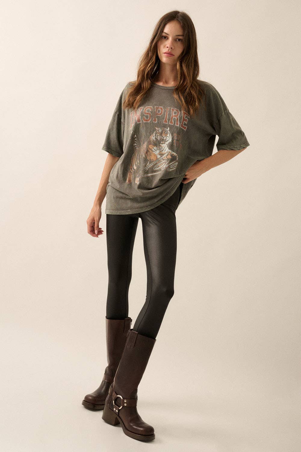 Tiger Vintage-Wash Oversize Graphic Tee - T-shirts