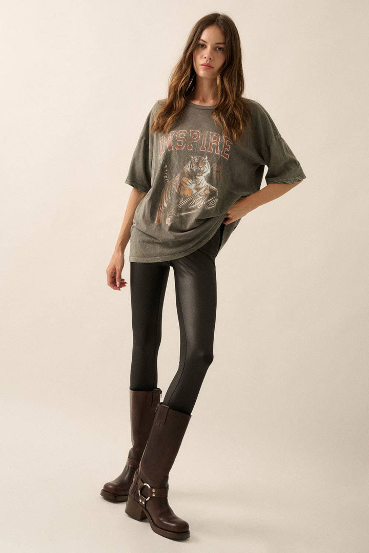 Tiger Vintage-Wash Oversize Graphic Tee - T-shirts