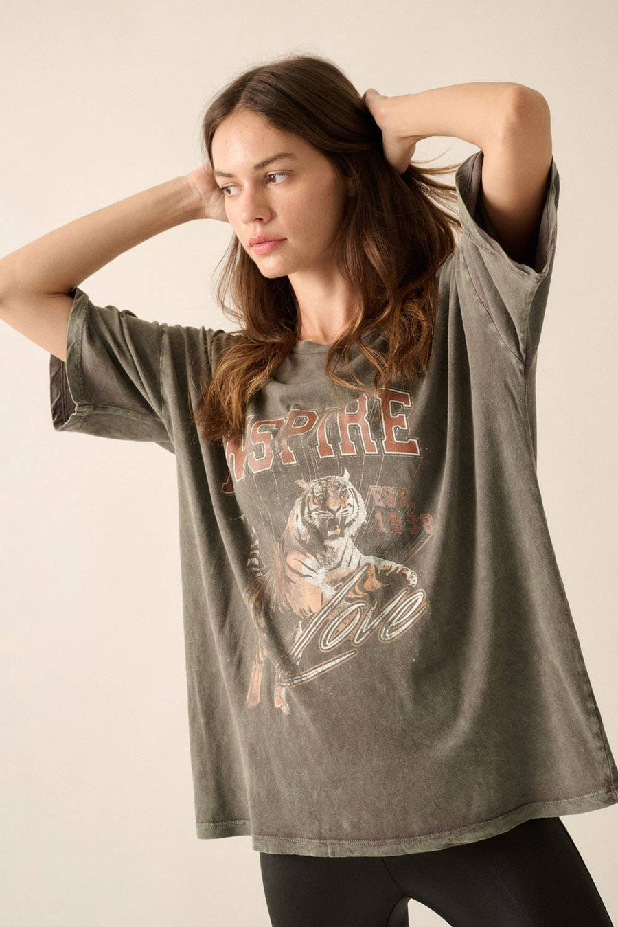 Tiger Vintage-Wash Oversize Graphic Tee - T-shirts