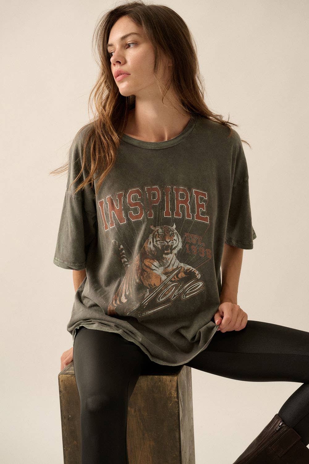 Tiger Vintage-Wash Oversize Graphic Tee - T-shirts