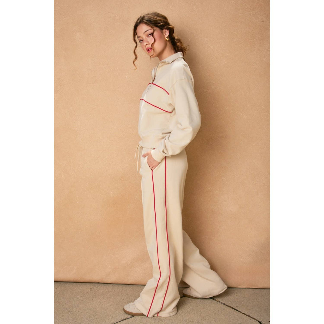 Track Stripe Wide Leg Sweatpants - Pants