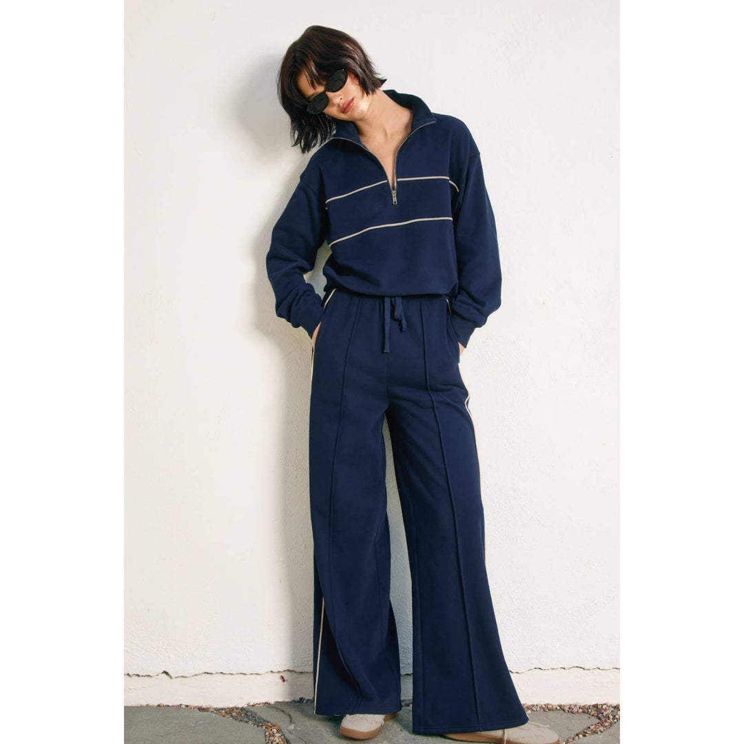 Track Stripe Wide Leg Sweatpants - Pants