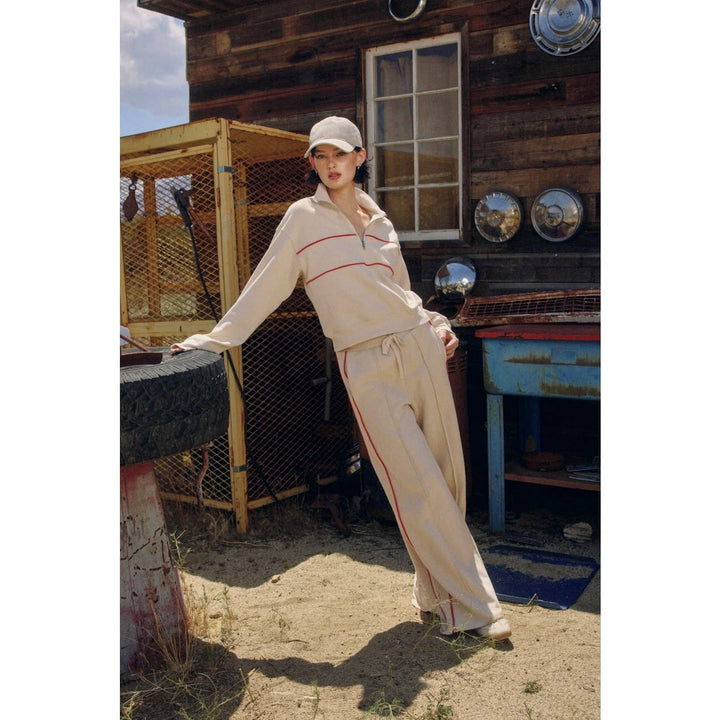 Track Stripe Wide Leg Sweatpants - Pants