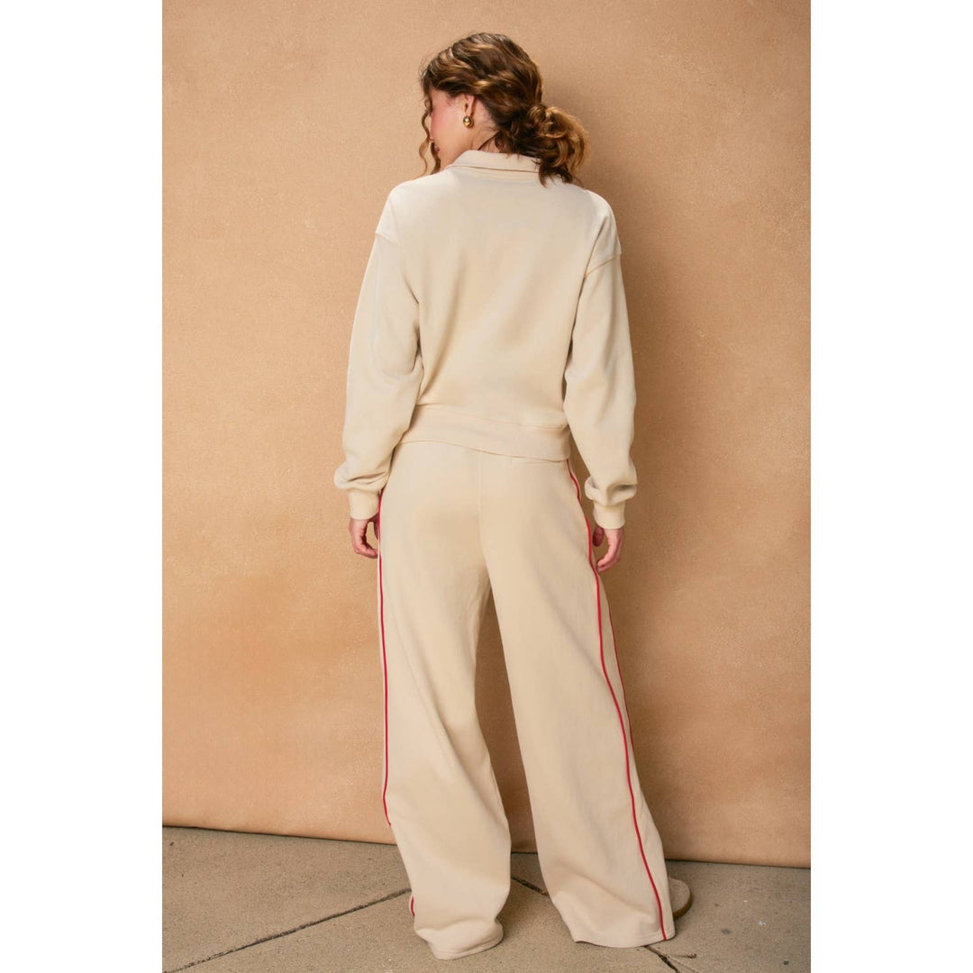 Track Stripe Wide Leg Sweatpants - Pants