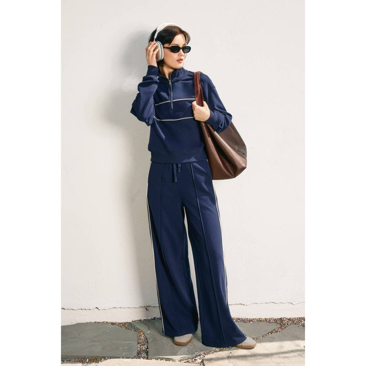 Track Stripe Wide Leg Sweatpants - Pants