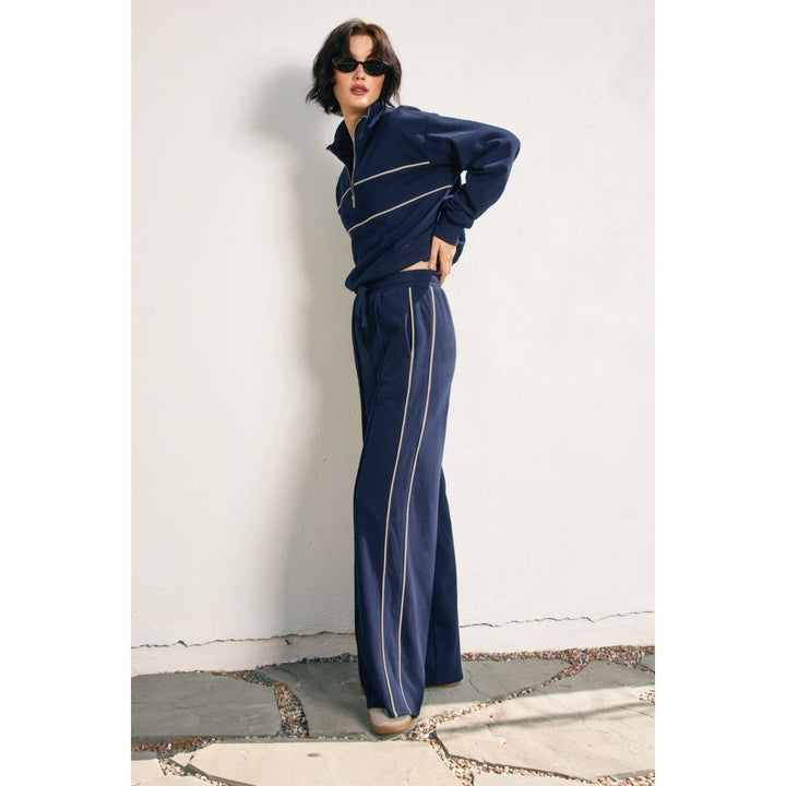 Track Stripe Wide Leg Sweatpants - Pants