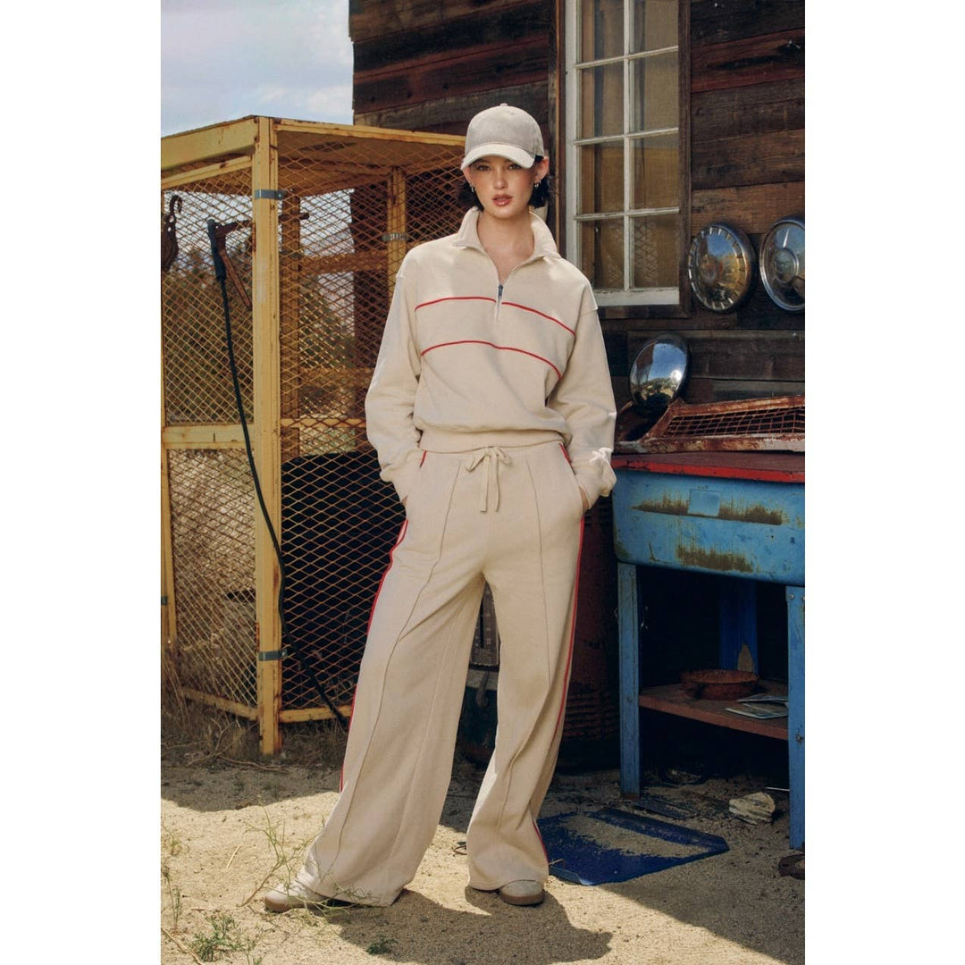 Track Stripe Wide Leg Sweatpants - Pants